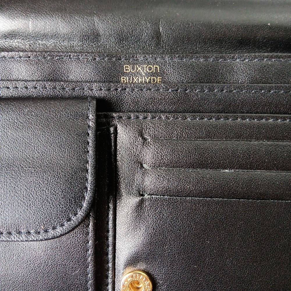 BUXTON BUXHYDE WOMEN'S BLACK WALLET Organizer NEW OLD STOCK Checkbook Key Chain - Picture 7 of 9